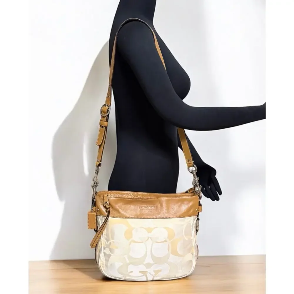 Y2K Coach F14711 Zoe Signature Optic Convertible Hobo Bag & Wristlet